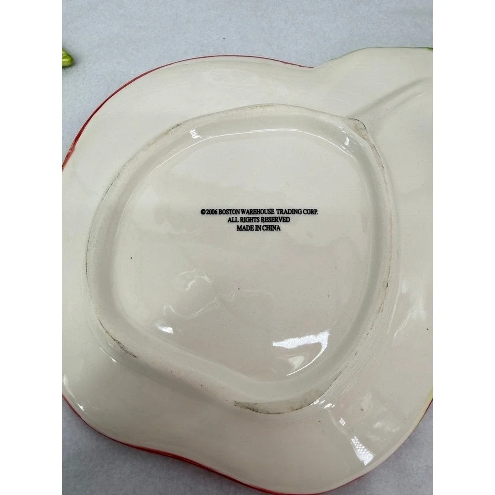 Boston Warehouse Cornucopia Apple Plate Set Ceramic Fruit Shaped Kitchen Decor